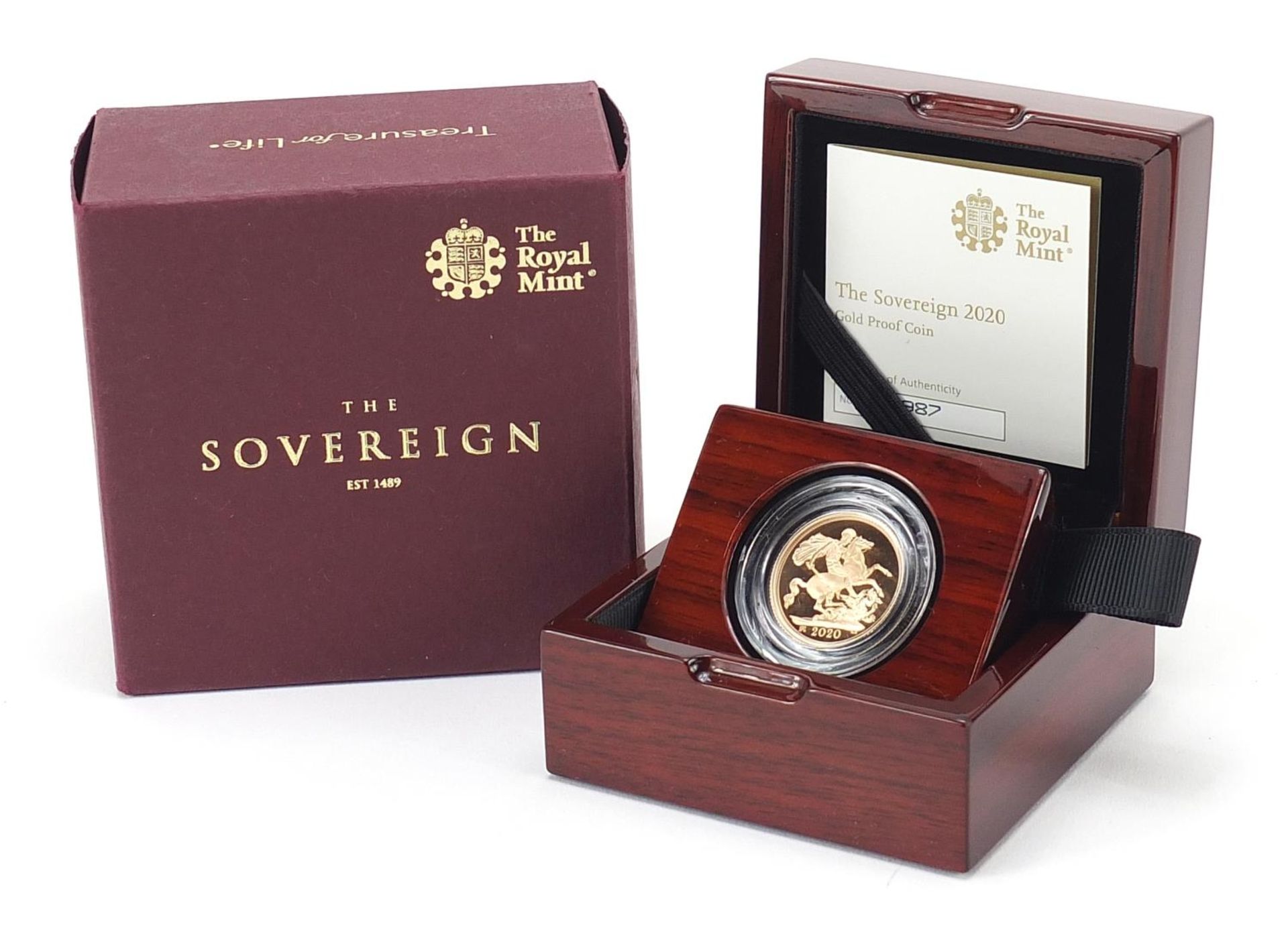 Elizabeth 2020 gold proof sovereign with box and certificate, 7987/7995 - this lot is sold without