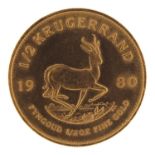 South African 1980 gold half krugerrand - this lot is sold without buyer?s premium, the hammer price