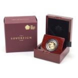 Elizabeth II 2019 gold proof piedfort sovereign with box and certificate, 0066/1795 - this lot is