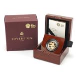 Elizabeth II 2018 gold proof piedfort sovereign with certificate and box - this lot is sold