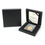 Queen Elizabeth II 2021 Gothic crown five pound gold coin housed in a PCGS PR70 capsule with