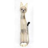 Large hand painted carved wooden cat, 80cm high