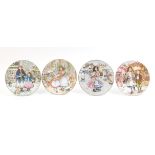 Four Royal Worcester porcelain NSPCC Christmas plates decorated with children, 1988, 1989, 1990