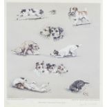 Louise Wood - Dogs, pencil signed print in colour, limited edition 160/250, framed and glazed,