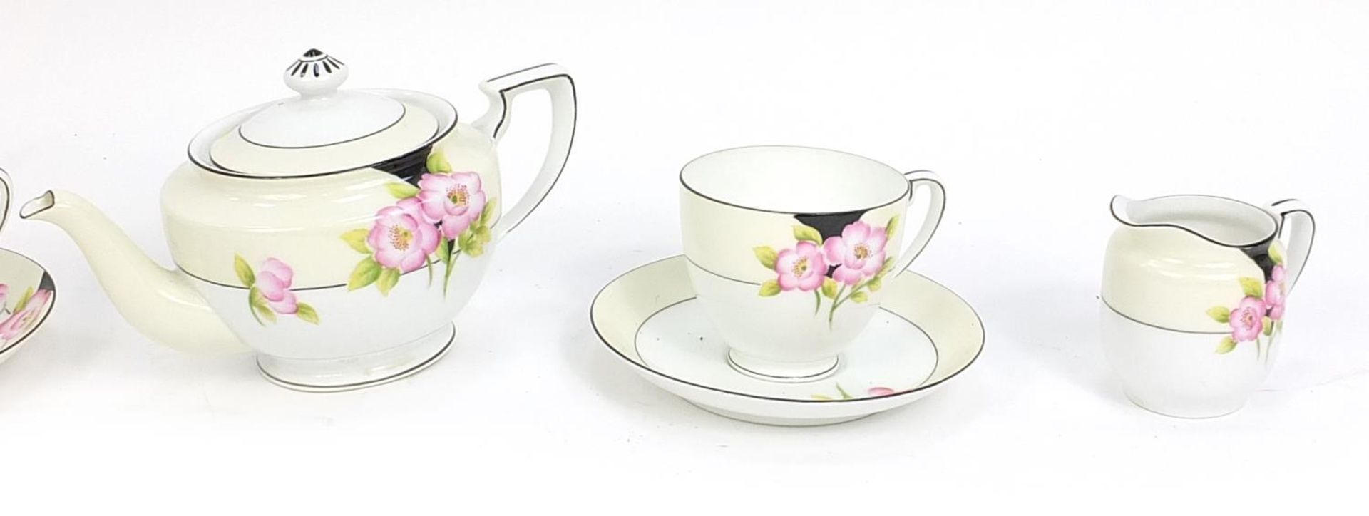 Noritake porcelain Old Rose hand painted tea-for-two, the teapot 12cm high - Image 3 of 4