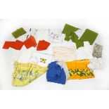 Box of table cloths and placemats including linen examples