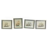 Set of four needlepoint tapestries of sailing vessels comprising Tall Ship Niagra, HMS Victory,