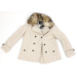 As new ladies jacket with faux fur collar, size 18