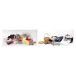 Large selection of assorted knitting wool and sewing items including some as new and a wicker sewing