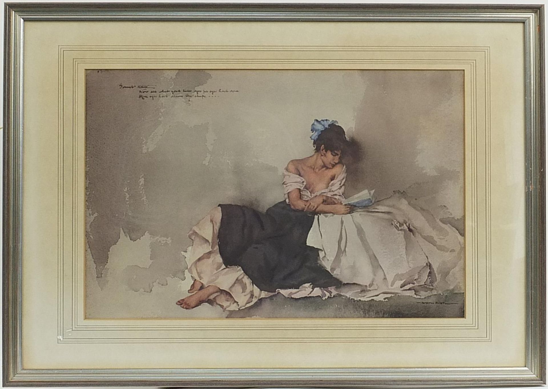 William Russell Flint - Spanish lady, contemporary print, mounted and framed, 70cm x 58cm - Bild 2 aus 3