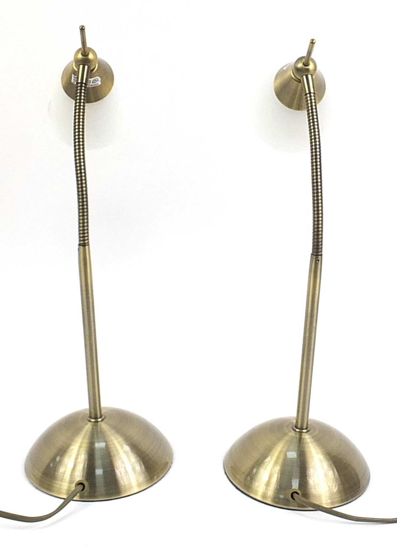 Pair of gilt metal student Anglepoise lamps with white glass shades, 43cm high - Image 2 of 2