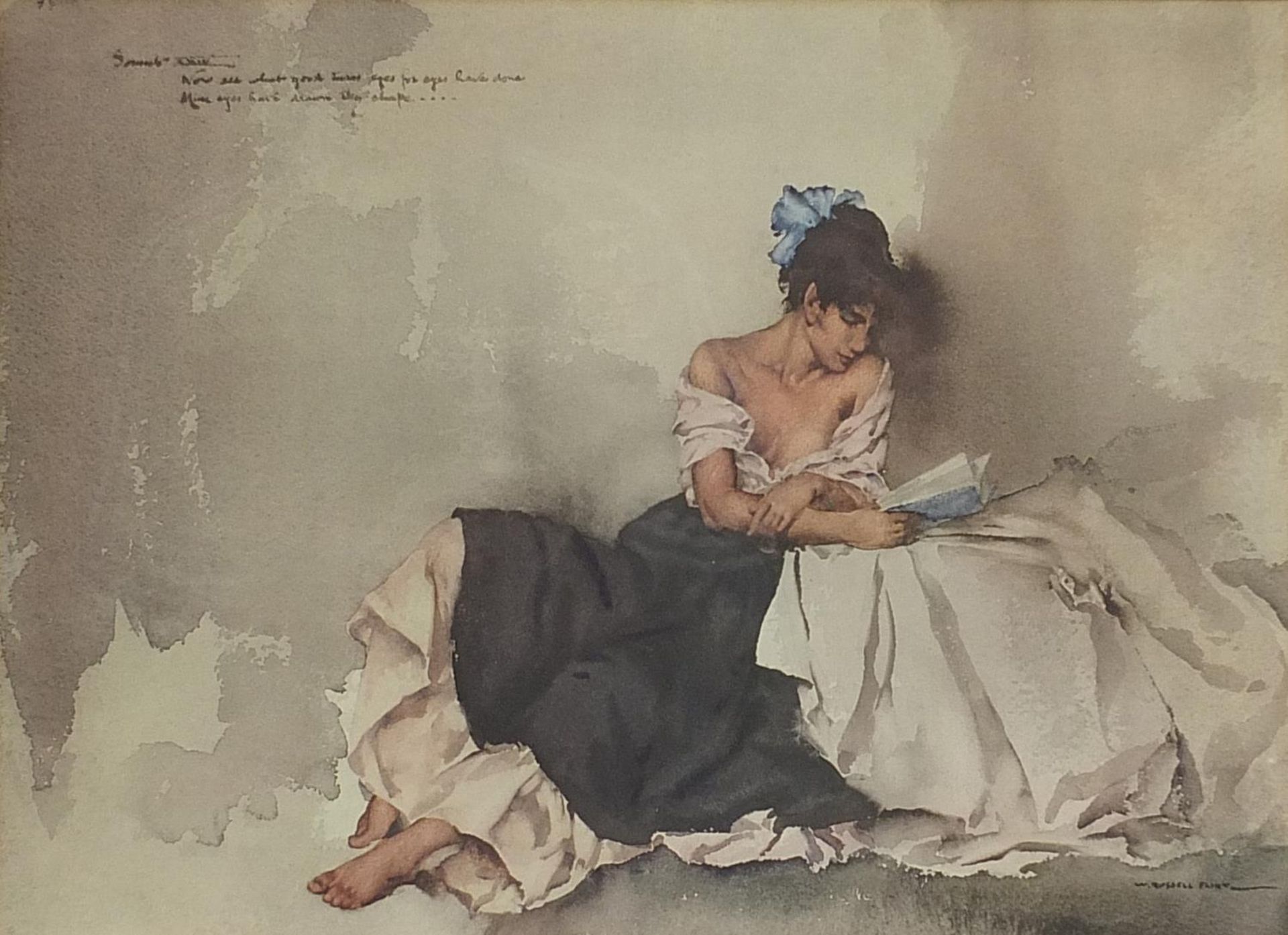 William Russell Flint - Spanish lady, contemporary print, mounted and framed, 70cm x 58cm