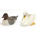Hand painted pintail drake by W Lucas numbered 8-24-88 together with a Sylvac model of a swan, the