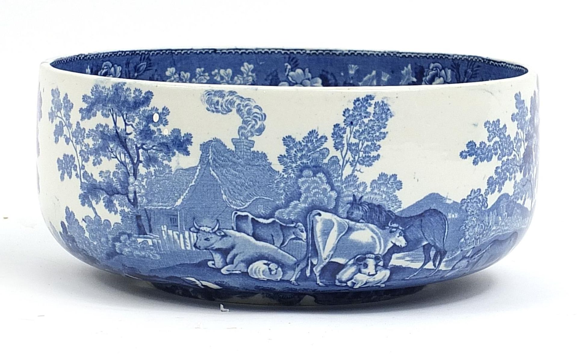 Adams pottery blue and white willow pattern fruit bowl, 24cm in diameter - Image 2 of 5