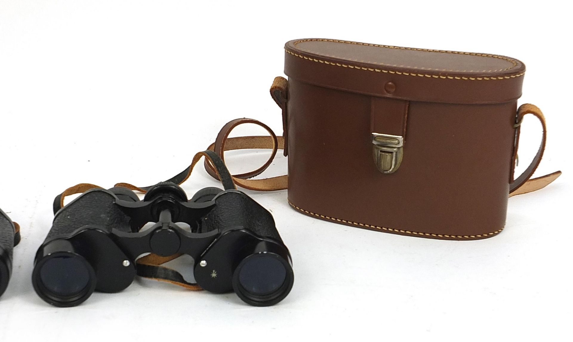 Cased pair of Depees Ltd 8x30 binoculars, London W1 and a pair of Carl Zeiss Jena binoculars with - Image 3 of 5