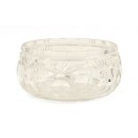 Walsh cut glass fruit bowl with star based decoration and thumbnail sides, 20cm in diameter