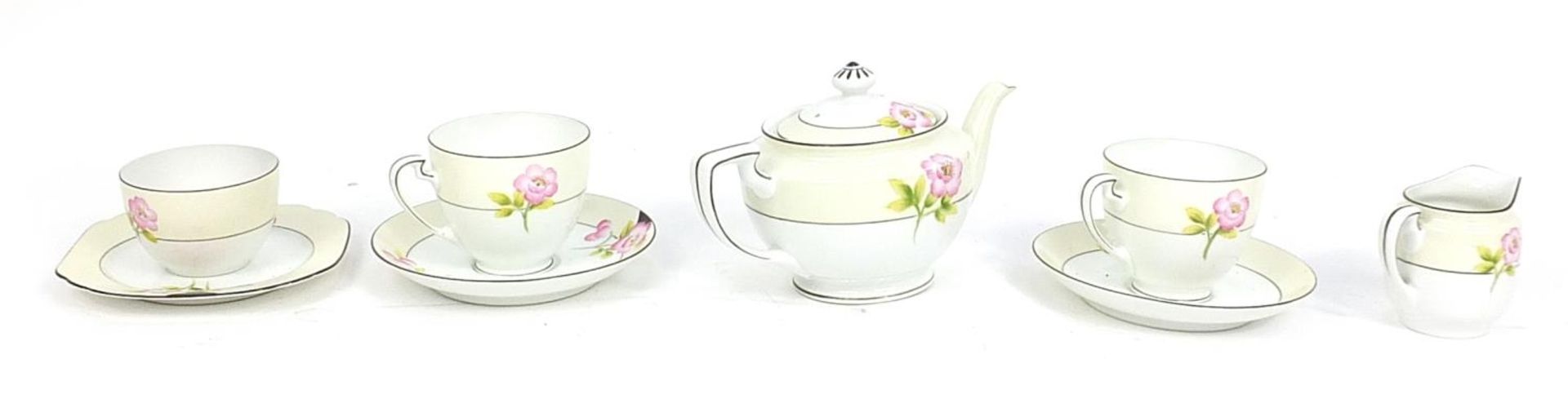 Noritake porcelain Old Rose hand painted tea-for-two, the teapot 12cm high - Image 4 of 4