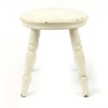 Victorian painted pine stool, 25cm high