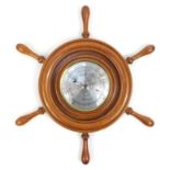 Weathermaster mahogany barometer with silvered dial, 40cm in diameter