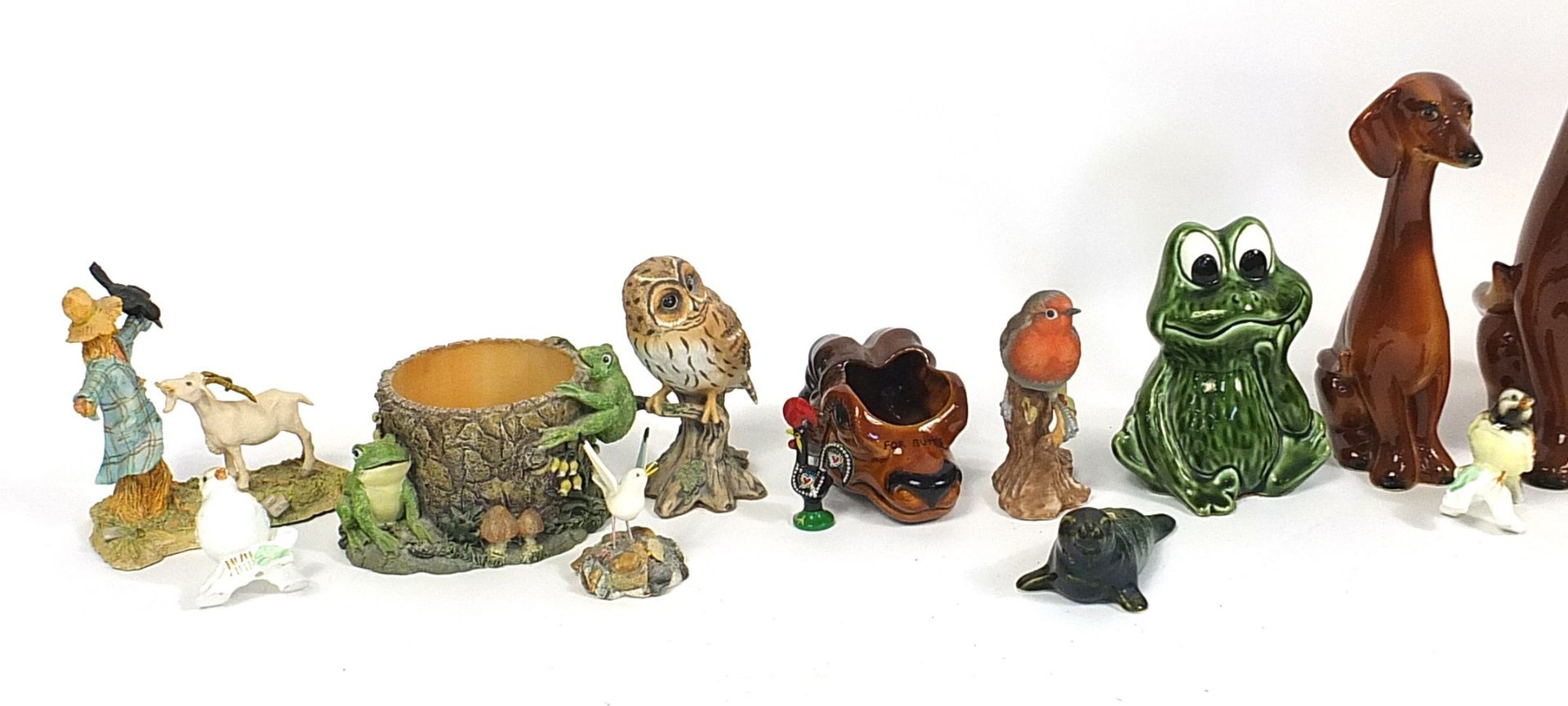 Collectable china and pottery animals including Jema style dogs, chicken egg basket and birds, the - Image 2 of 3