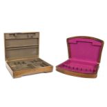 Mappin & Webb fitted wooden cutlery box and one other, the largest 48cm x 35cm
