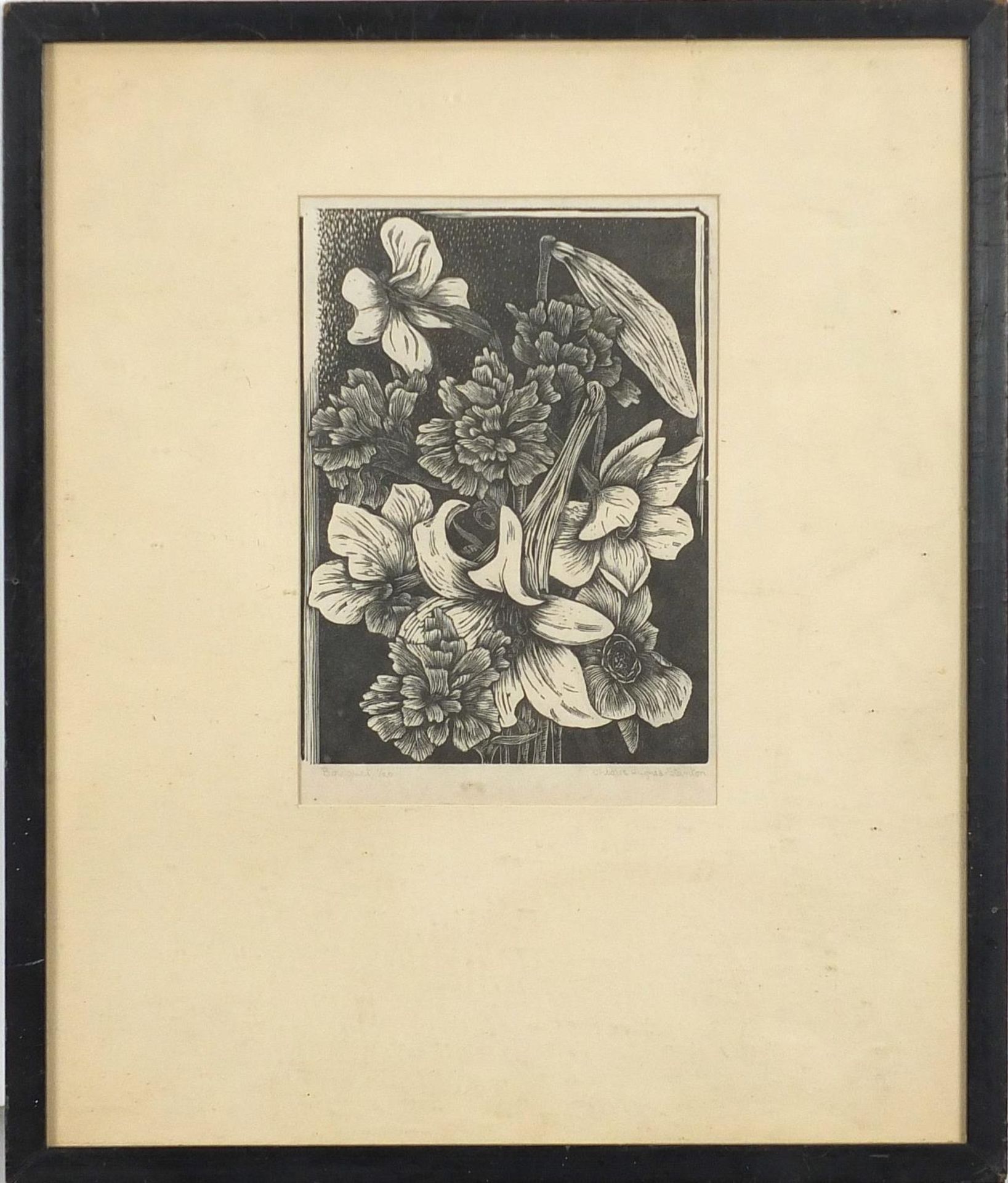 Bouquet of flowers, etching, indistinctly signed, possibly ... Hughes-Stanton?, limited edition 1/ - Image 2 of 4