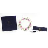 As new boxed Royal Worcester Royal Garden cake plate with boxed cake slice, the plate 27cm in