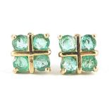 Pair of 9ct emerald stud earrings, 8mm high, 2.2g