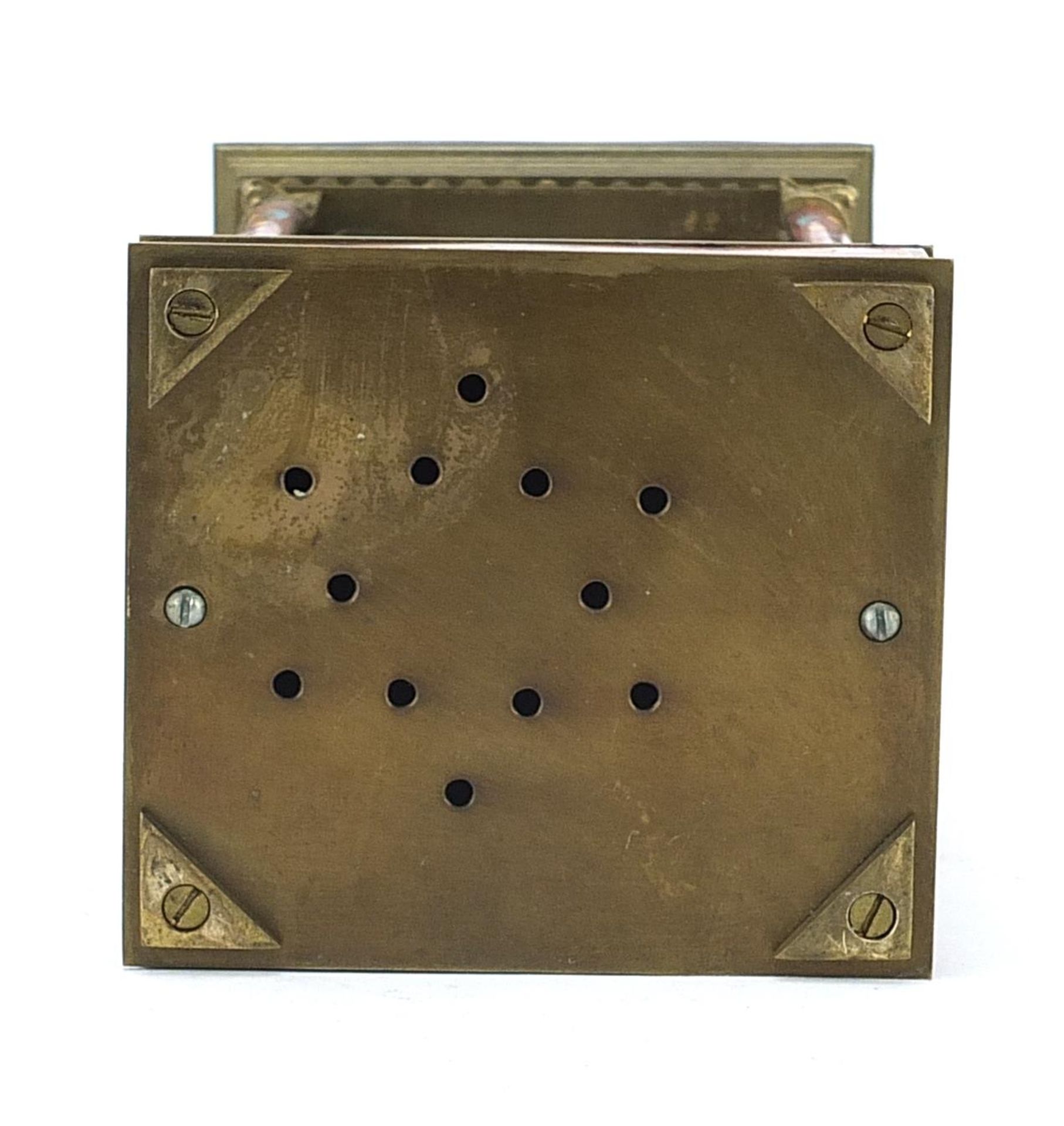 Champleve enamel brass repeating carriage clock with subsidiary dial, 16.5cm high - Image 4 of 4