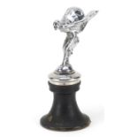 1930's motoring interest chrome plated Spirit of Ecstasy Phantom car mascot raised on a later