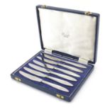 Harrods Ltd Cutlers and Silversmiths, set of six silver handled knives with stainless steel blades