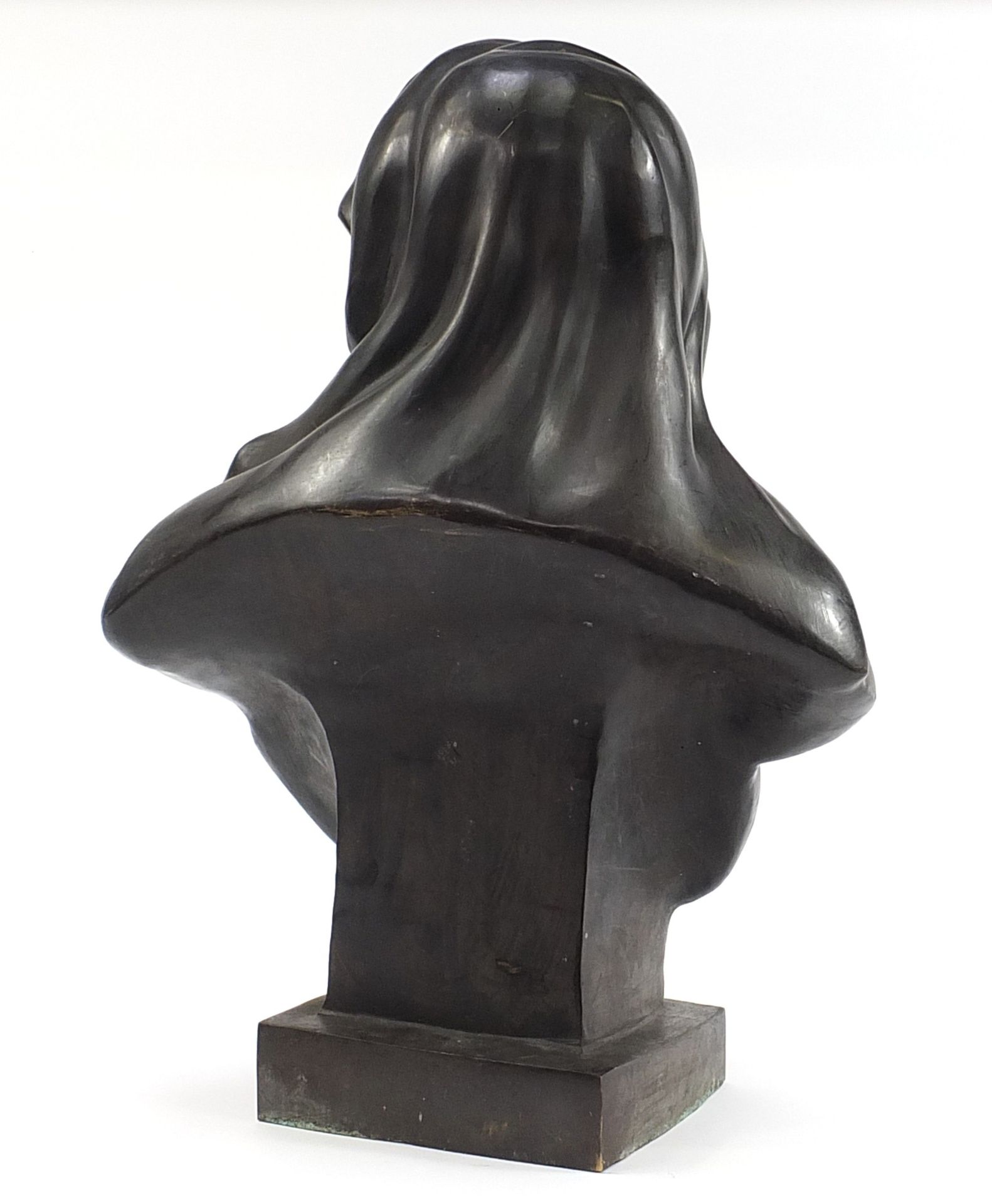 Large patinated spelter bust of a bearded Arab, 73cm high - Image 2 of 3