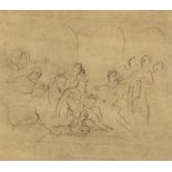 The Lamentation, 17th century Flemish school pen and ink, label verso, mounted, framed and glazed,