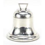 Silver inkwell with hinged lid in the form of a ship's bell, indistinct maker's mark Birmingham