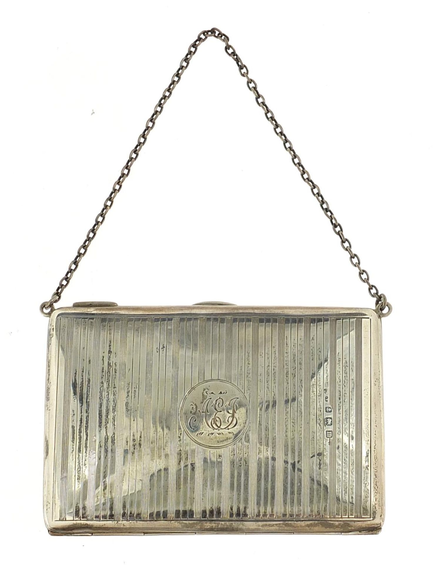 George V silver chatelaine card case aide memoire, indistinct maker's mark, London 1911, 10cm