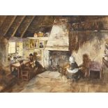 C A Bettney - Crofters Cottage, heightened watercolour, Havant Arts Centre Open Competition label