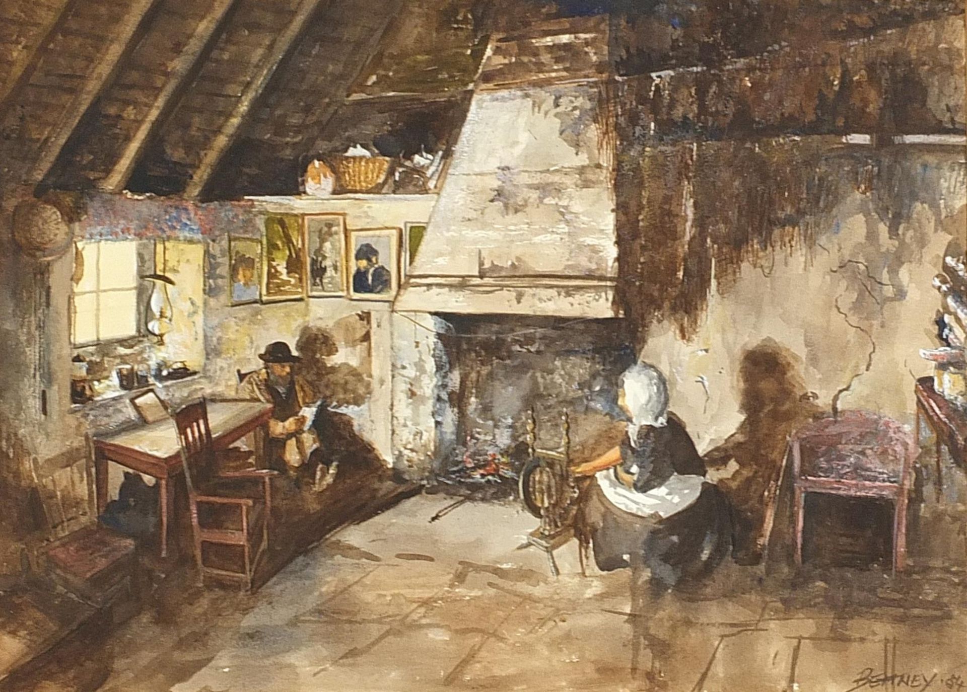 C A Bettney - Crofters Cottage, heightened watercolour, Havant Arts Centre Open Competition label