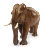 Large African hardwood carving of an elephant, 39cm in length