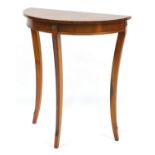 Yew demi lune side table, 70cm H x 61cm W x 30cm D