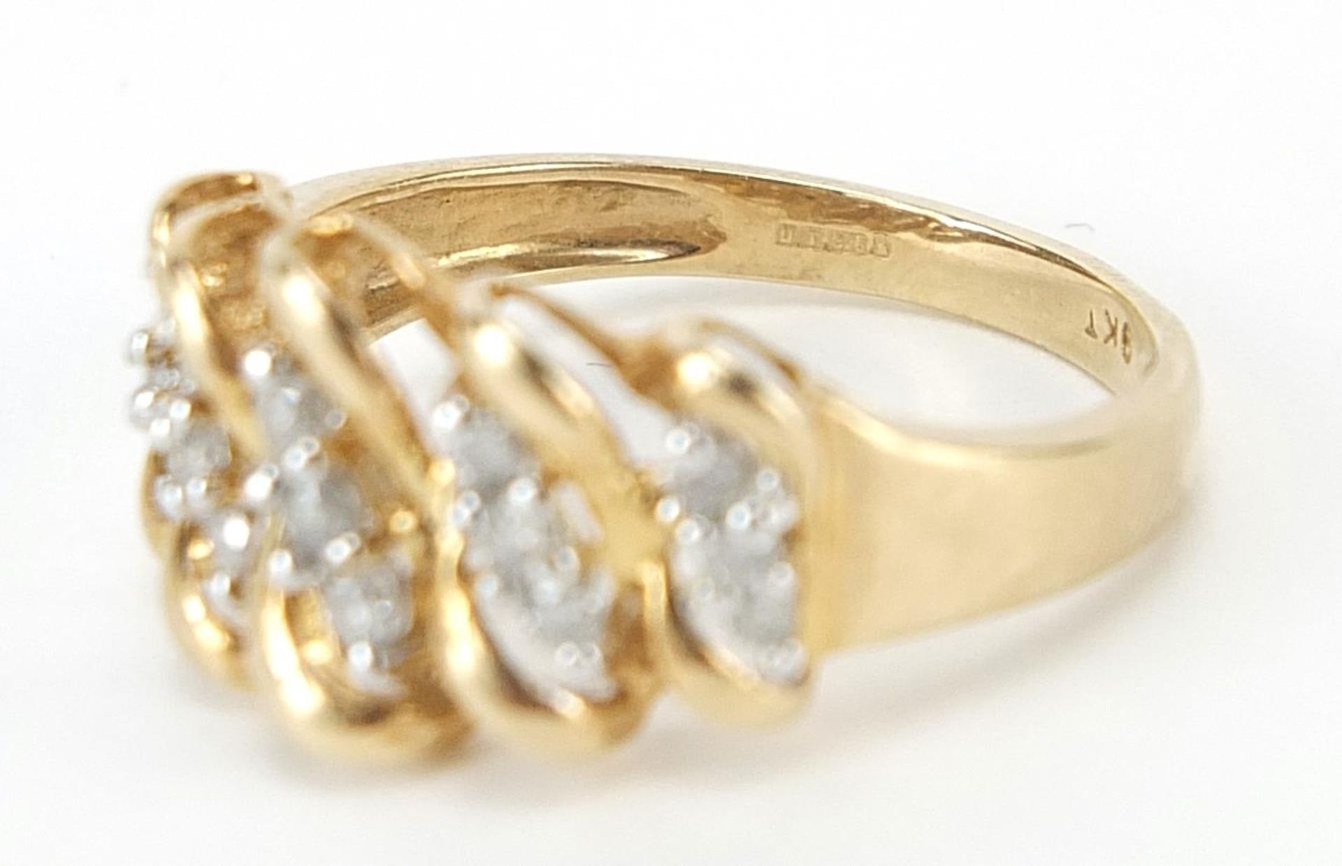 9ct gold diamond cluster ring, size N, 2.5g - Bild 3 aus 3