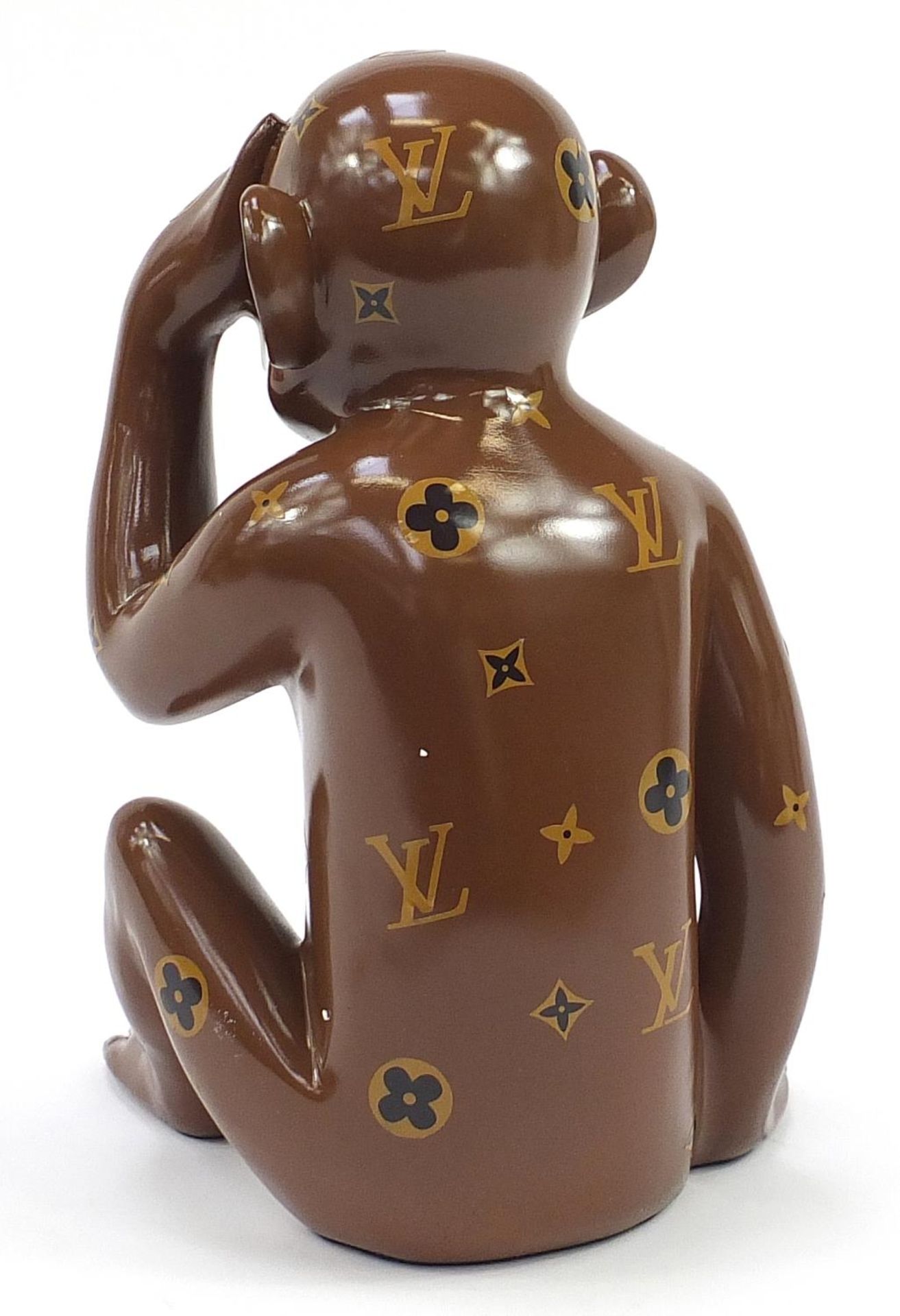 Louis Vuitton style seated chimpanzee, 39cm high - Image 2 of 3