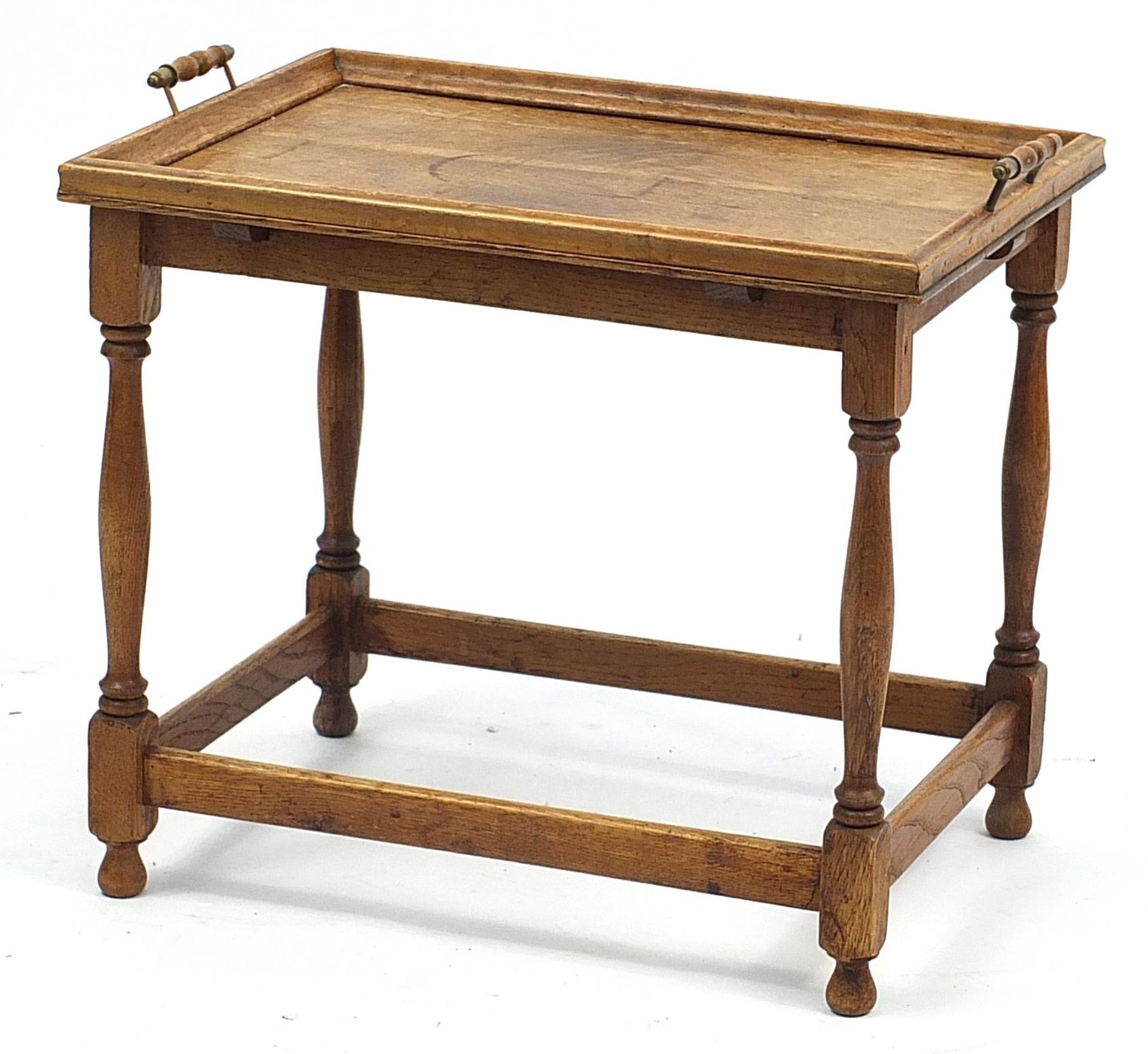 Oak tray table, 48cm H x 53cm W x 38cm D