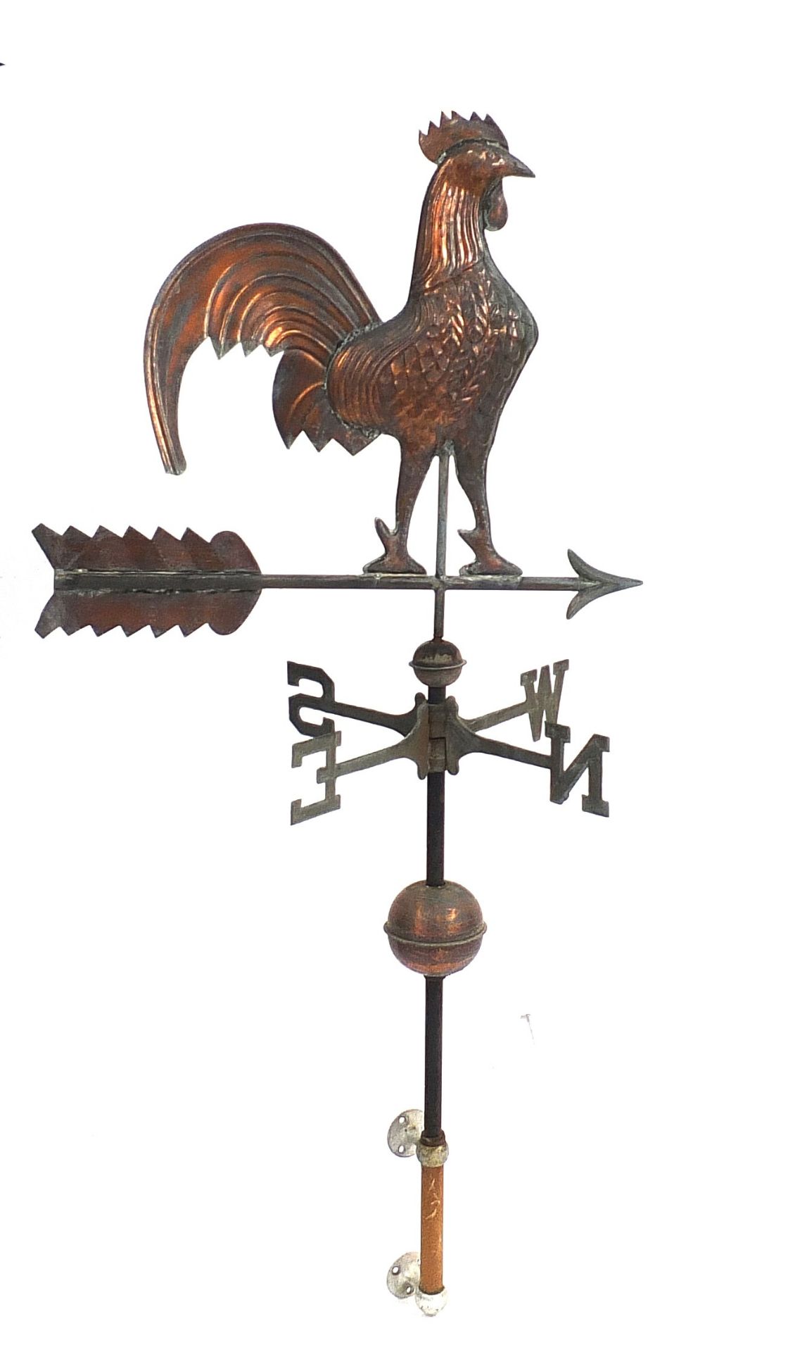 Antique copper and brass rooster weather vane, possibly American, 130cm high - Bild 2 aus 2