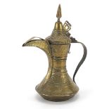 Omani brass dallah coffee pot, 25cm high