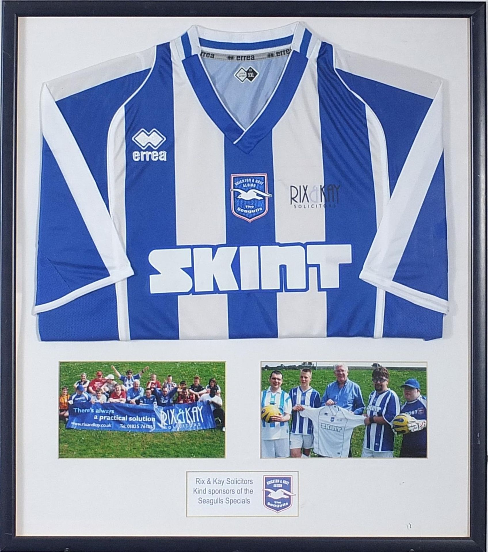 Brighton & Hove football shirt framed display, overall 75cm x 66cm - Image 2 of 3