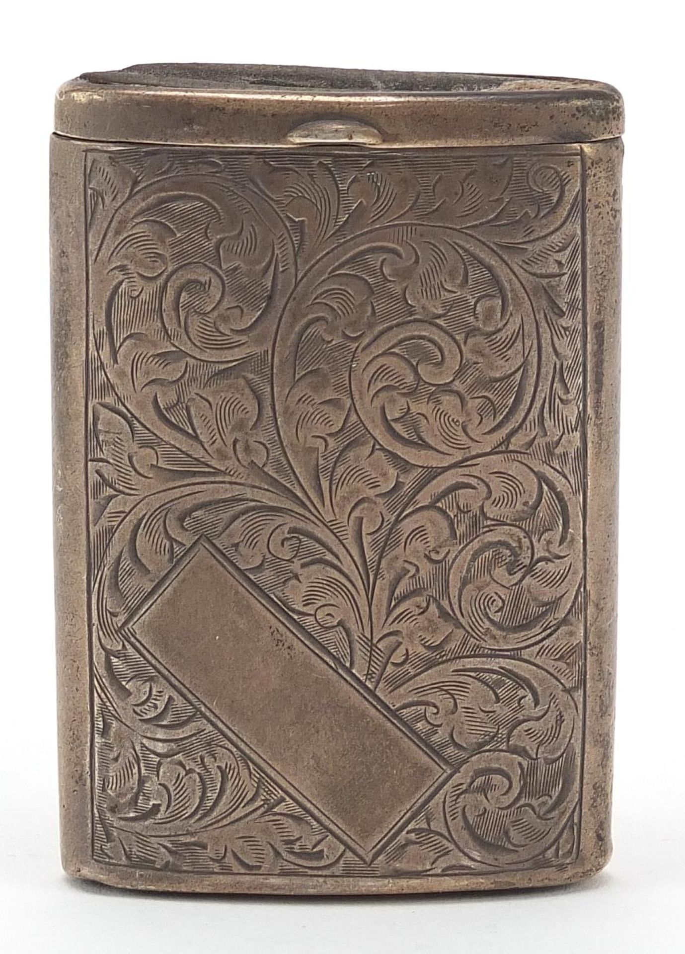 William Hair Haseler, George V rectangular silver sliding vesta engraved with foliage, 6.2cm in