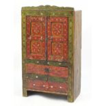 Afghan painted wood marriage chest, 99cm H x 56cm W x 31.5cm D