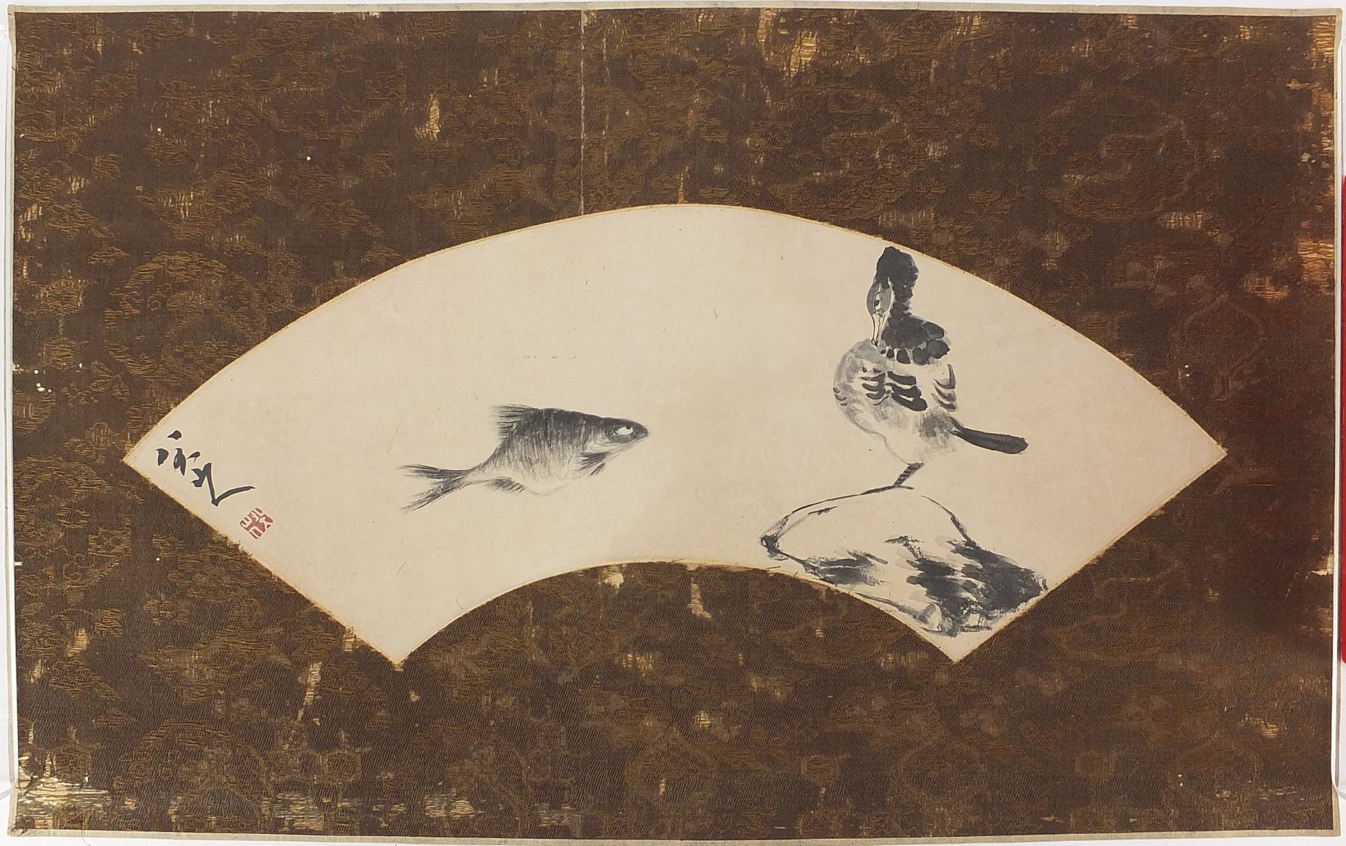 After Bada Shanren - Fish and waterfowl, Chinese ink on paper with character marks and red seal - Image 2 of 4