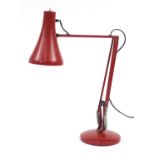 Vintage red enamelled metal Anglepoise table lamp, 85cm high extended