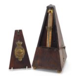 Rosewood metronome with brass plaque, 23.5cm high